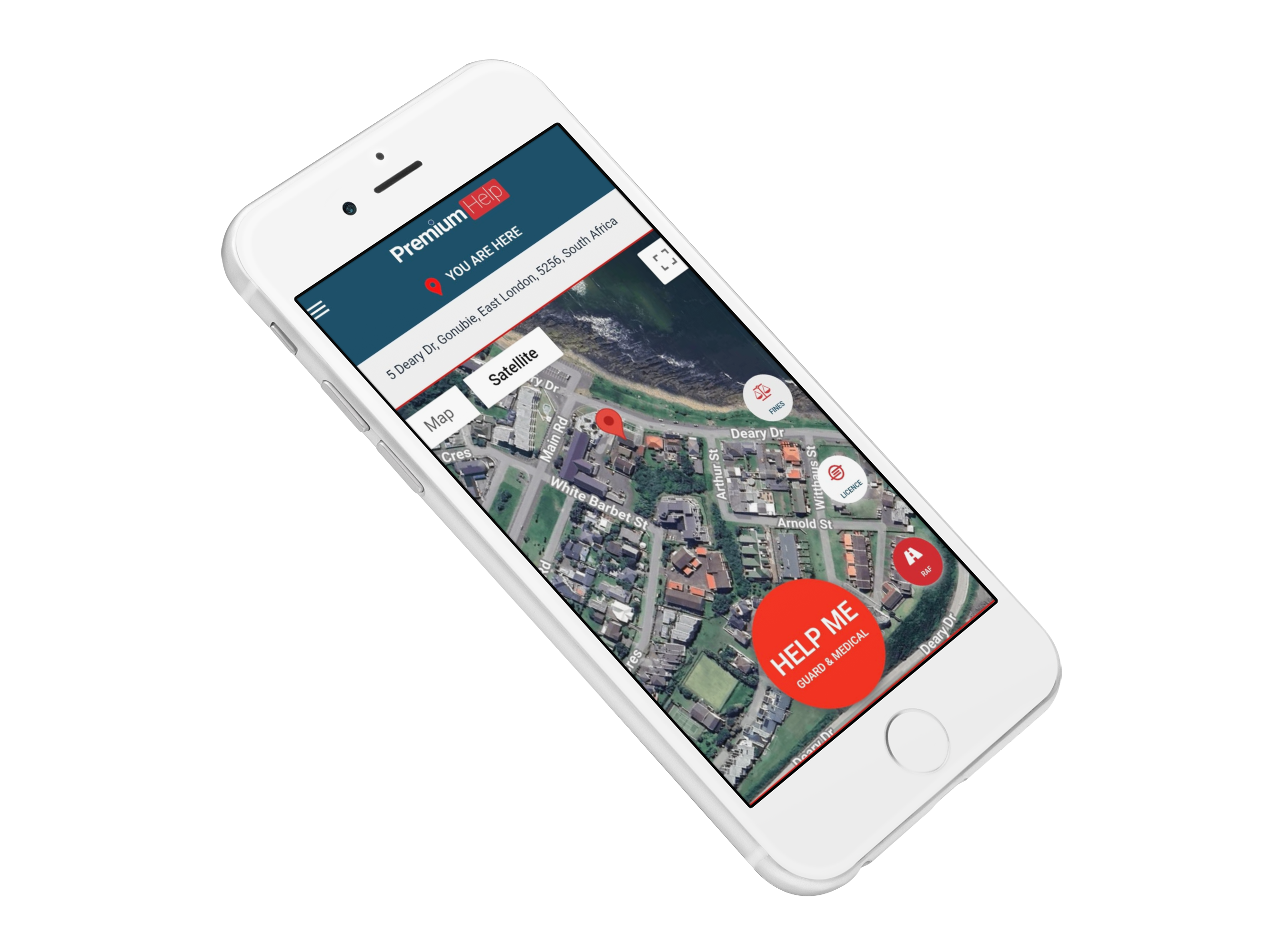 All Road Premium Help app on iPhone — armed response, medical, fines, licence and RAF in one place